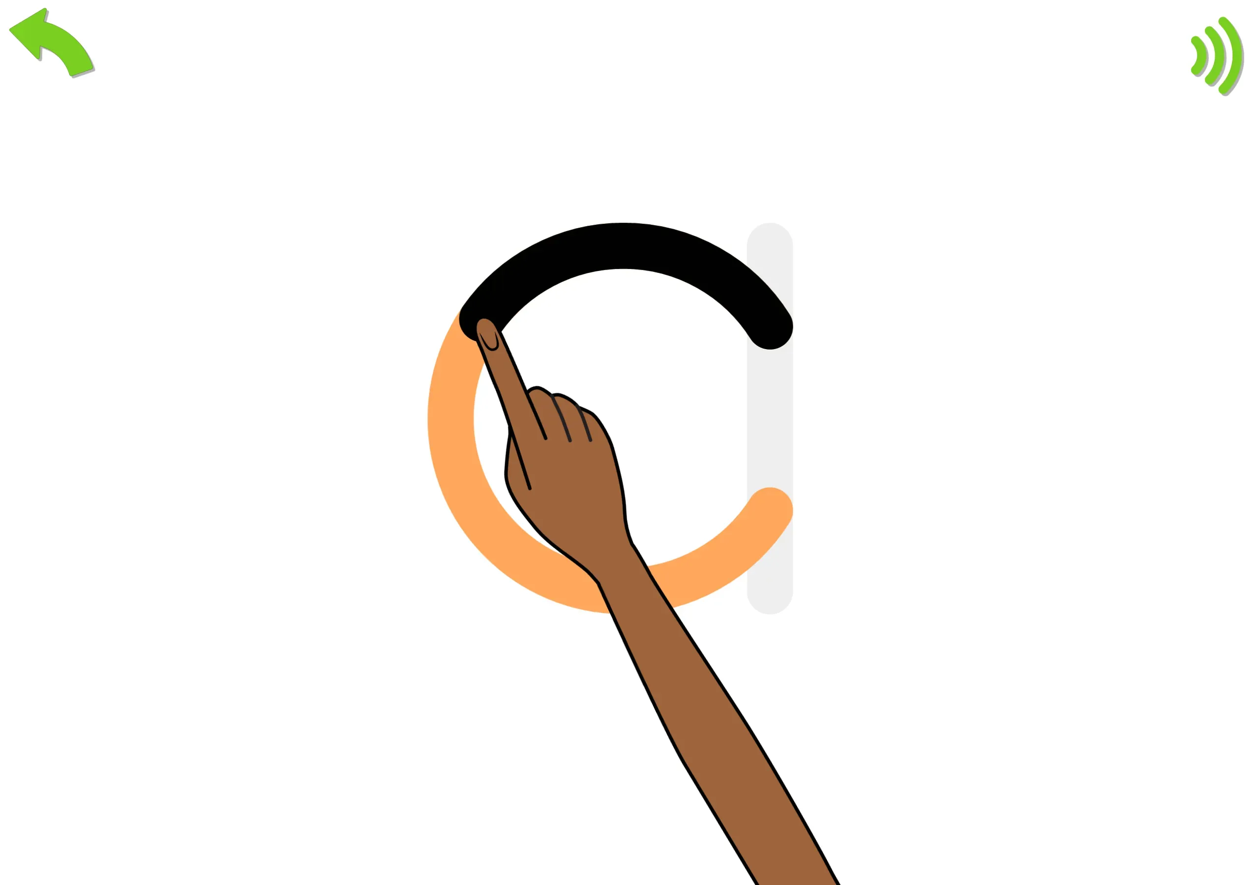 Showing how the letter 'a' is formed.