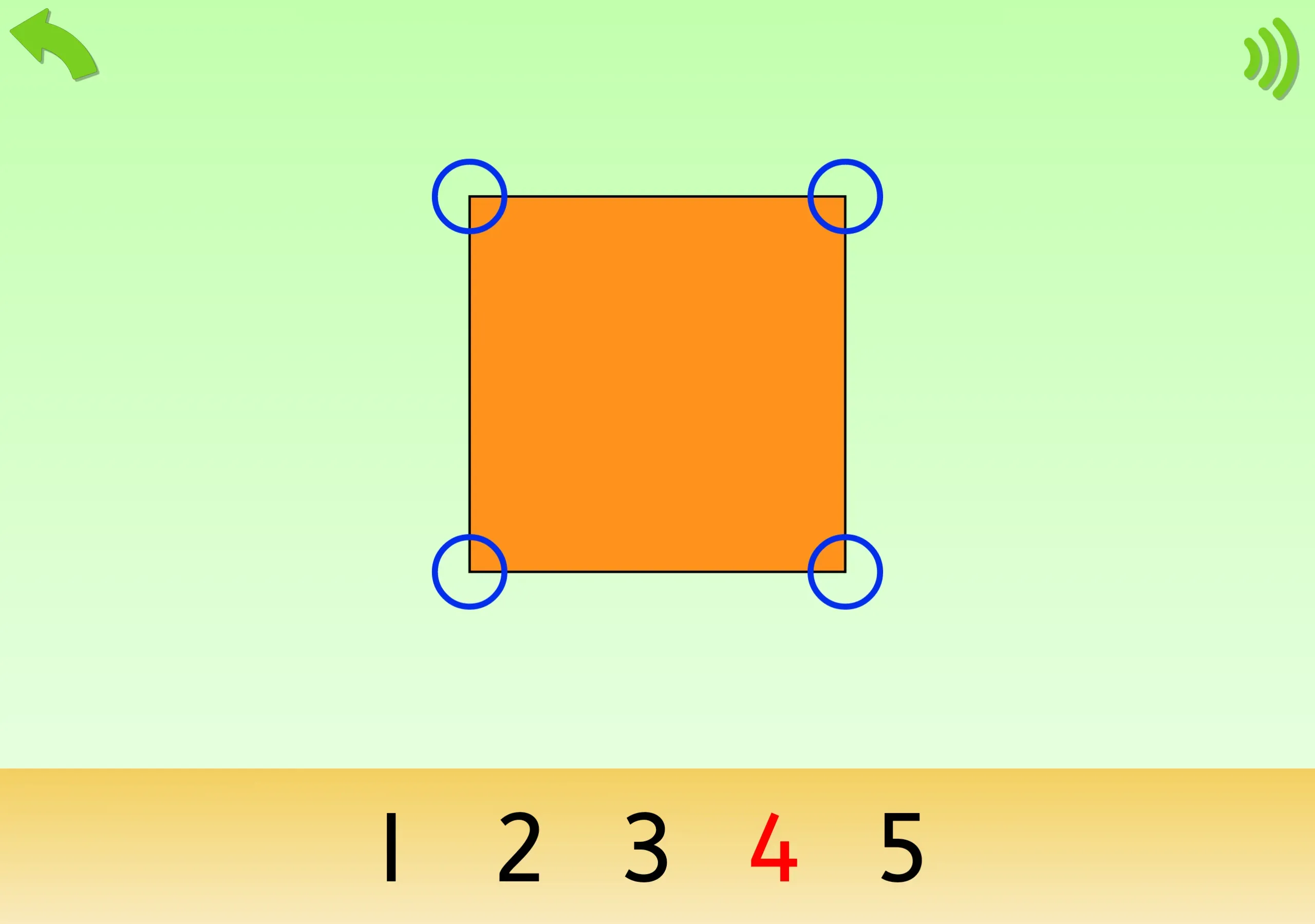 Counting the corners of different 2D shapes.